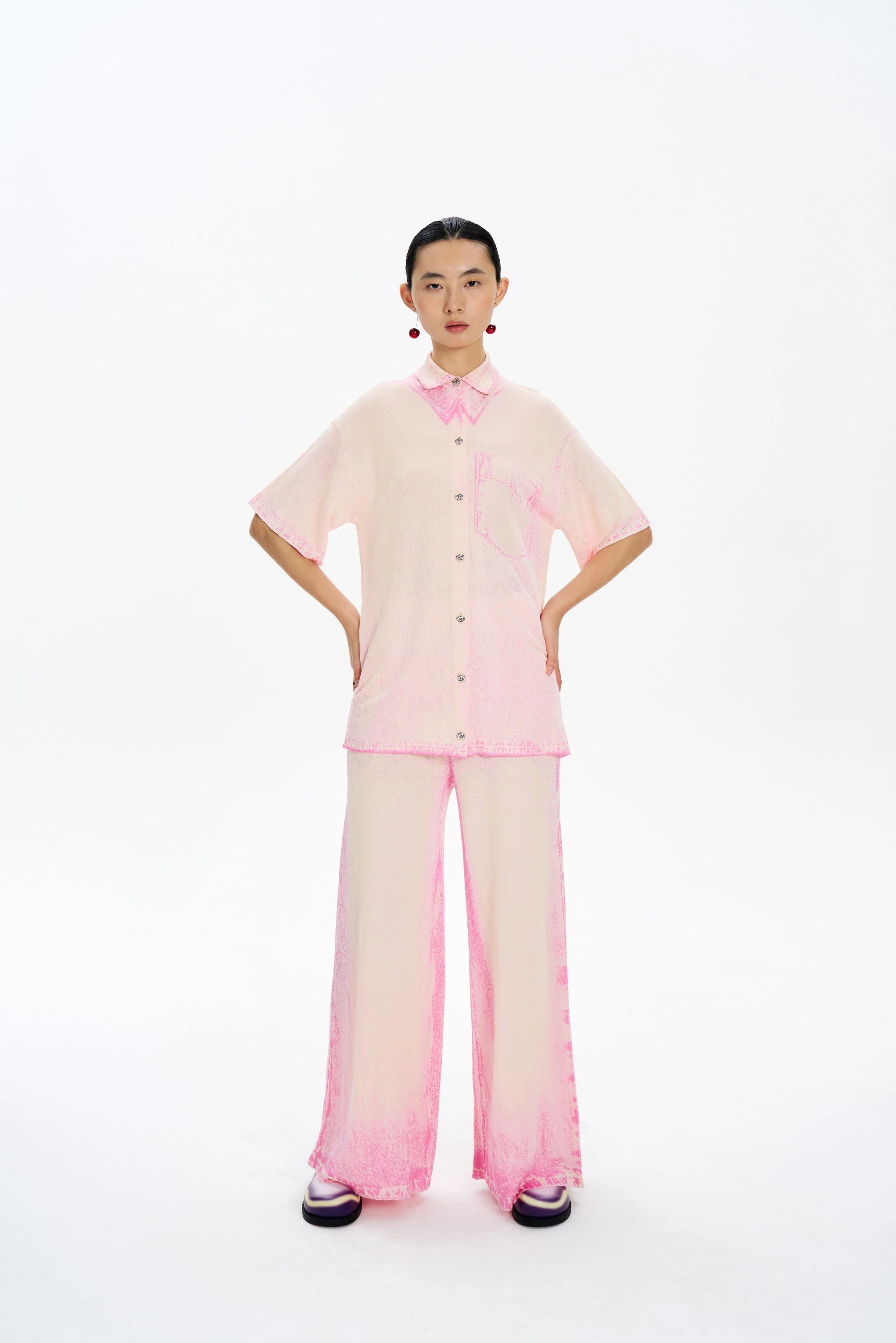 ASHER OVERSIZED DENIM PRINT POLO