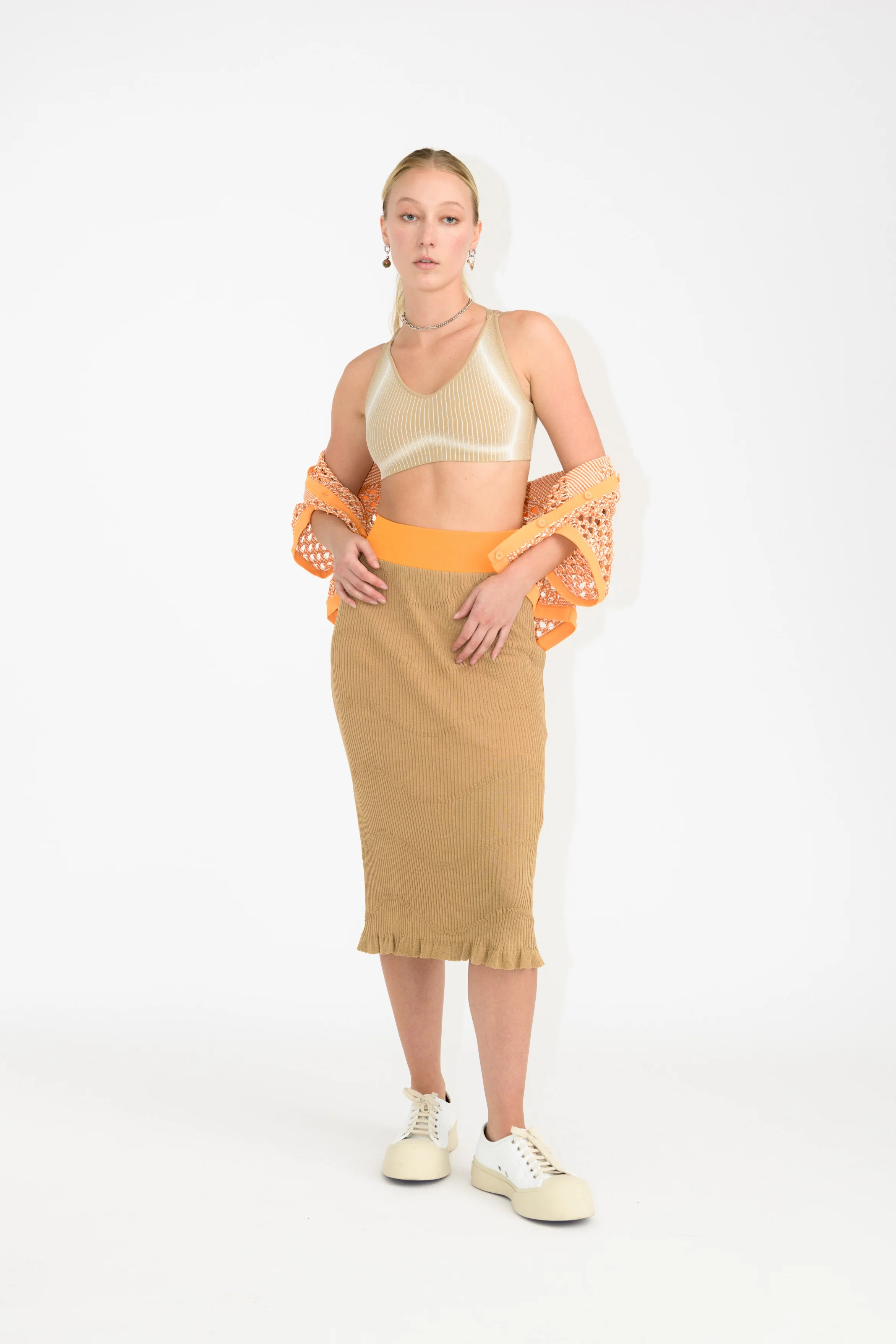 FINLEY DOUBLE LAYER MIDI SKIRT