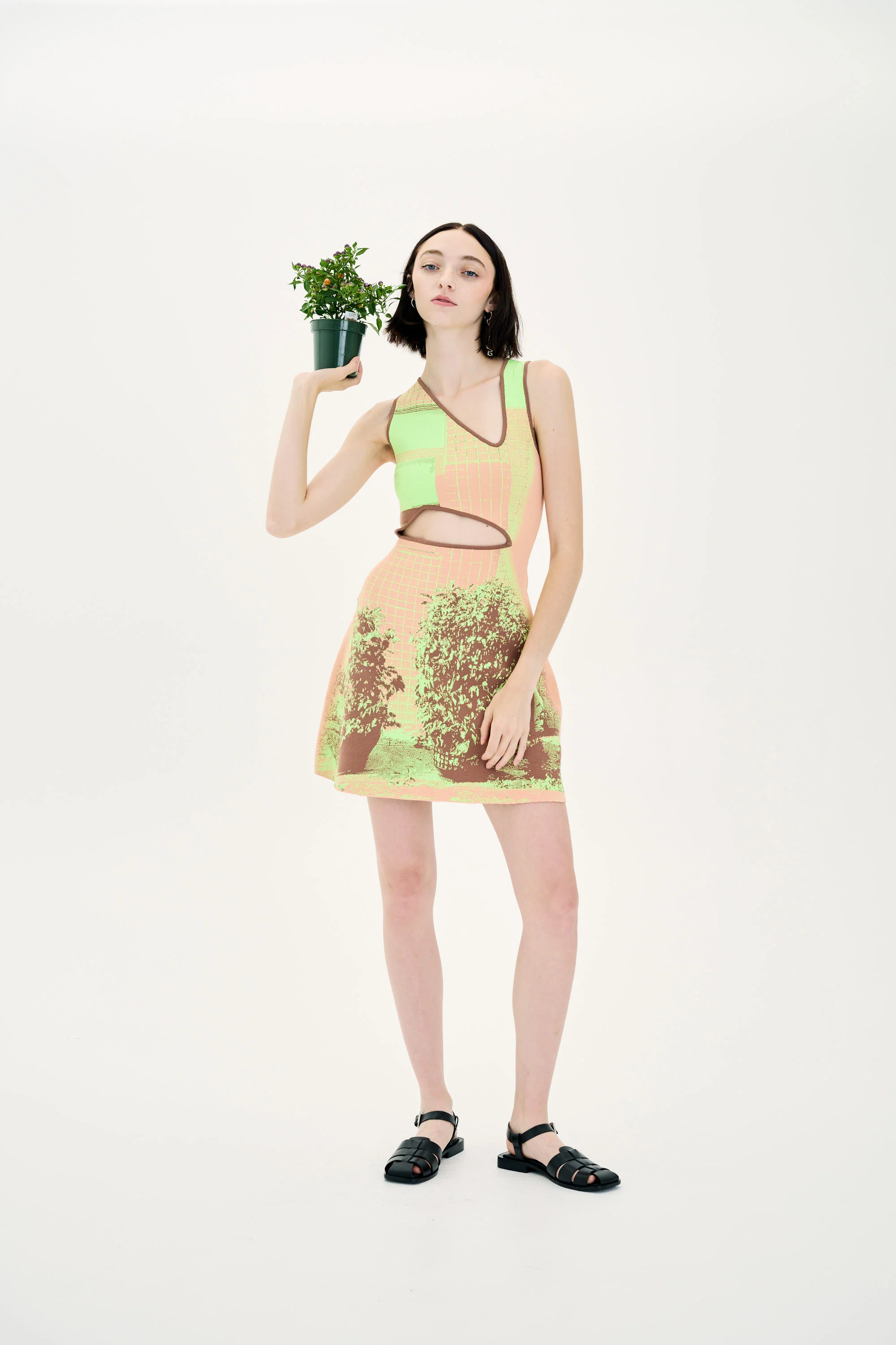 HIBISCUS WINDOW PRINT A-LINE TANK DRESS