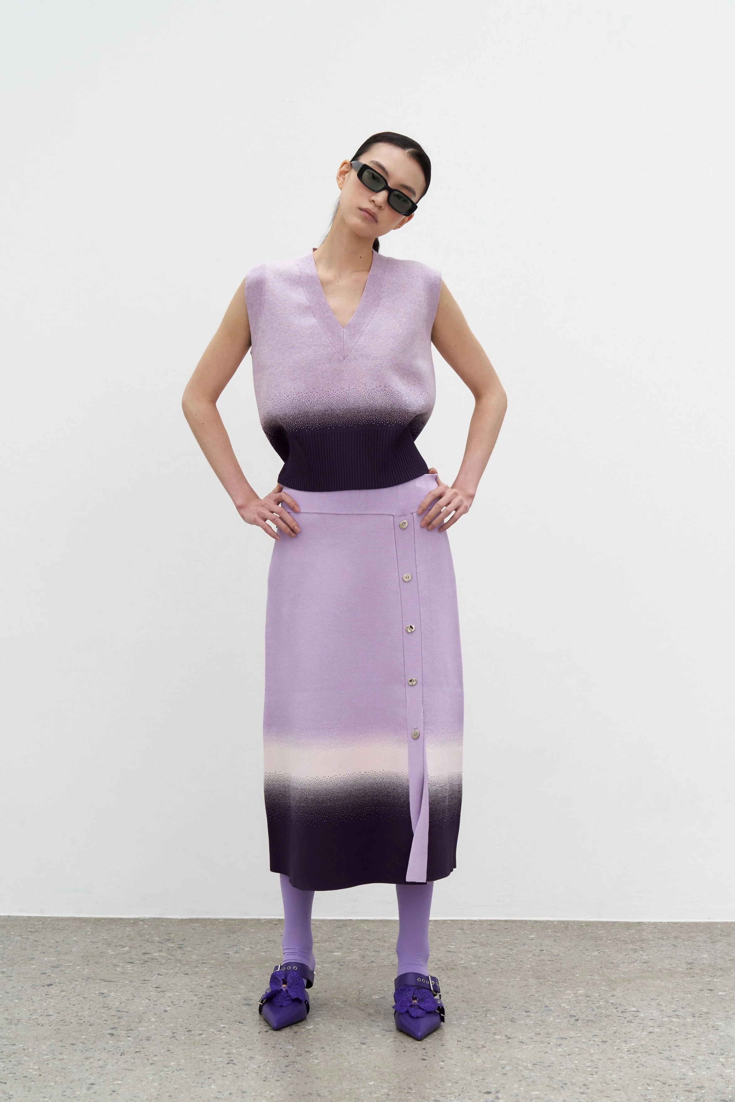 KAFKA GRADIENT PRINT A-LINE MIDI SKIRT - Image 2