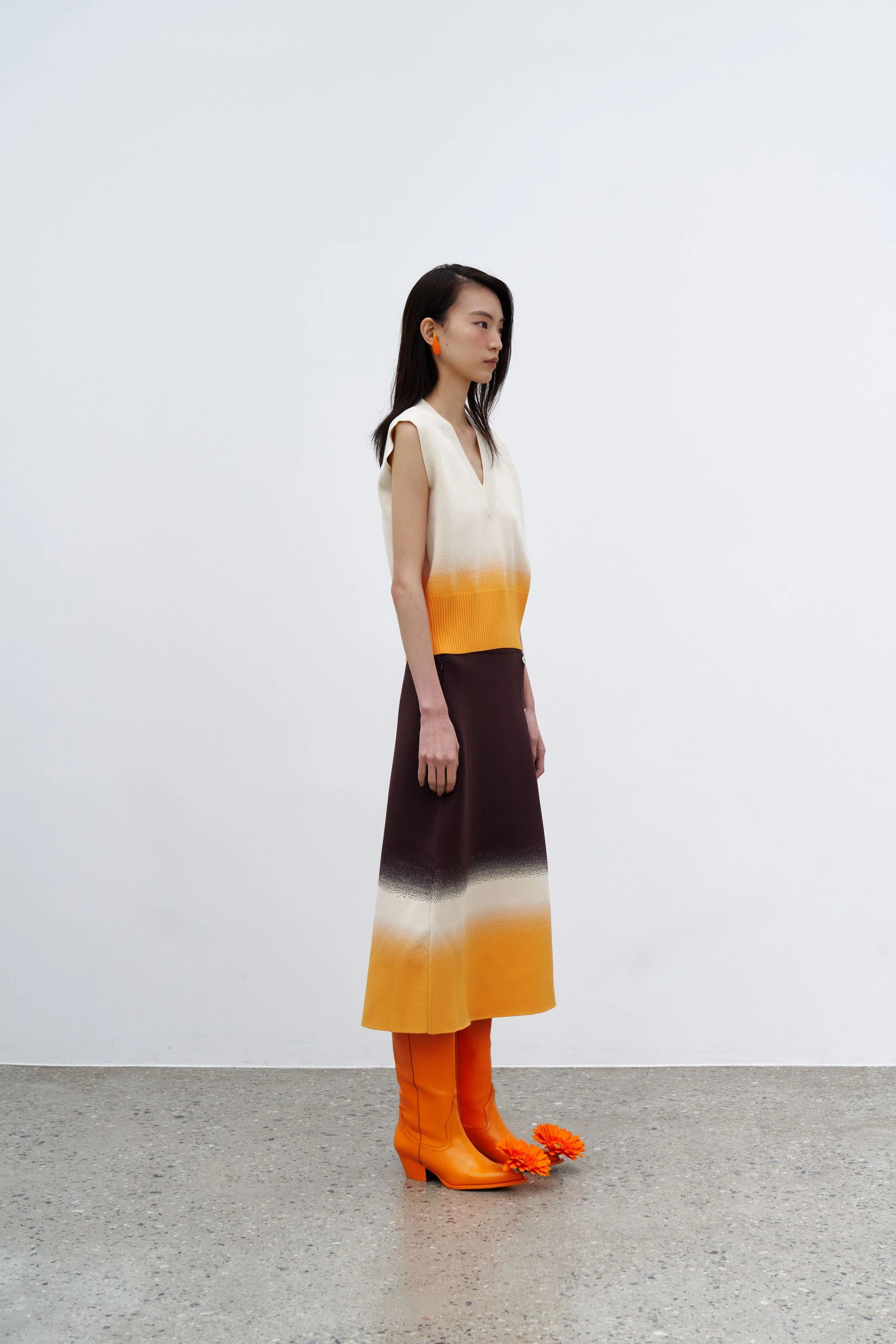 KAFKA GRADIENT PRINT A-LINE MIDI SKIRT - Image 3