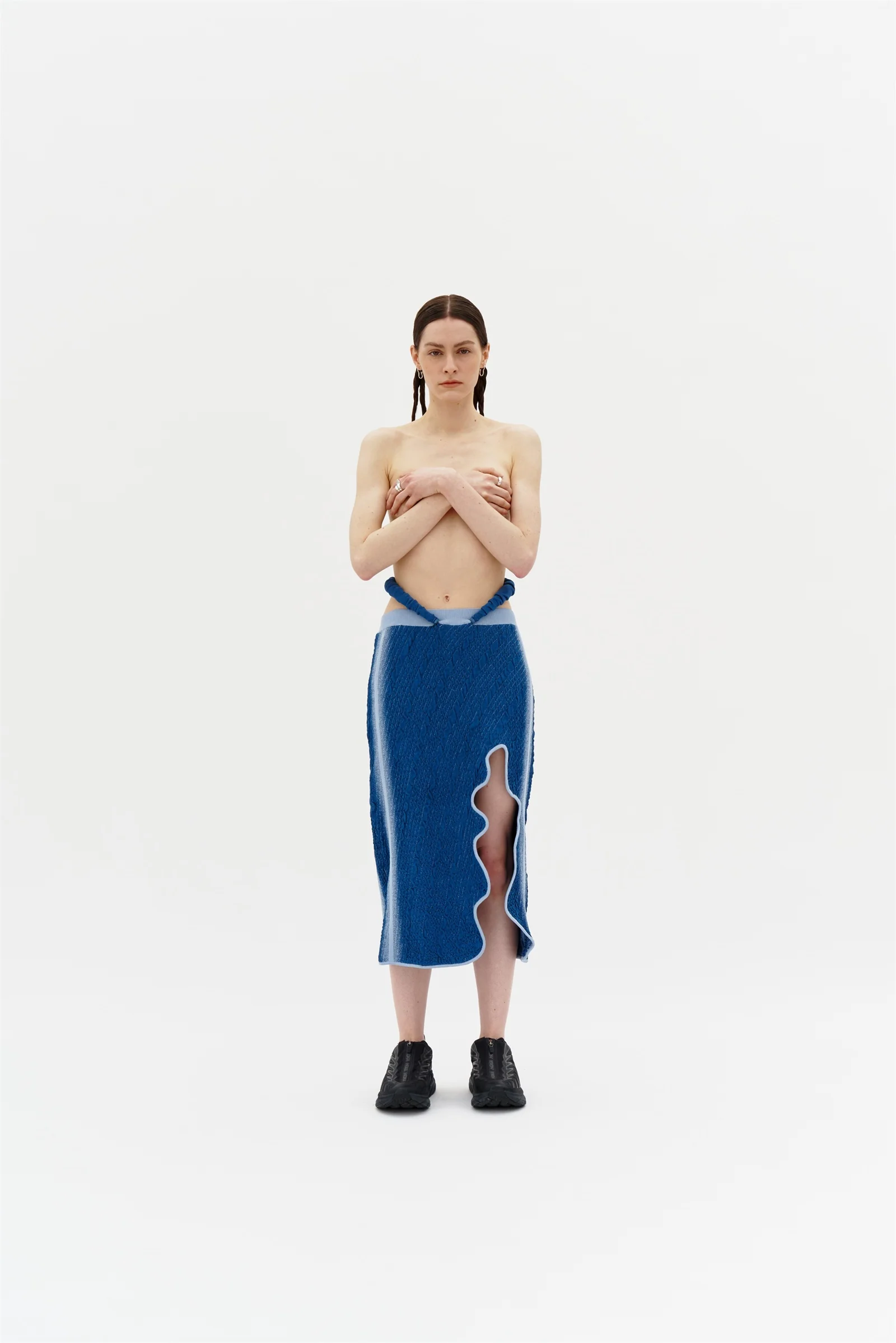 LABBU 3D BUBBLE WAVY MIDI SKIRT