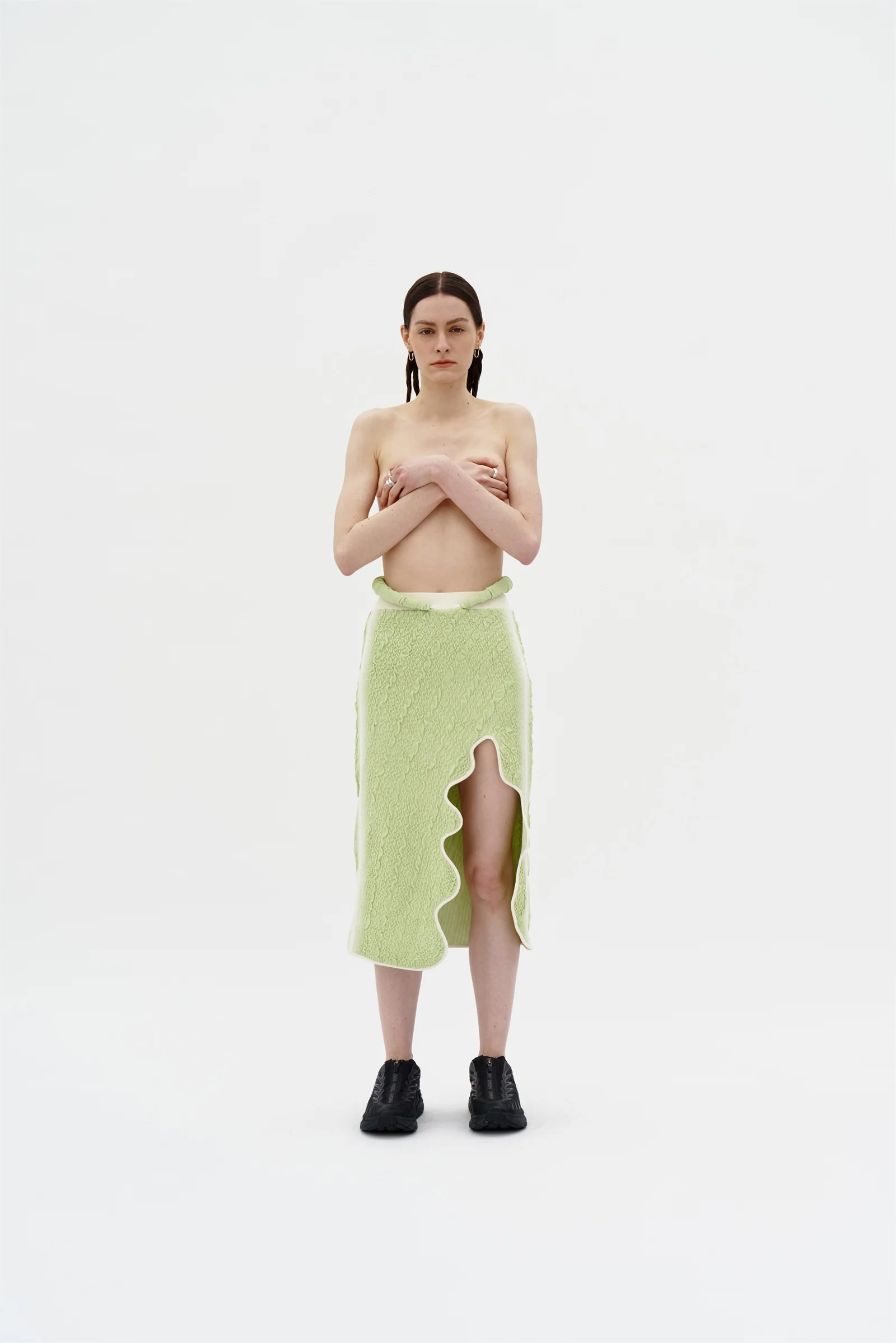 LABBU 3D BUBBLE WAVY MIDI SKIRT