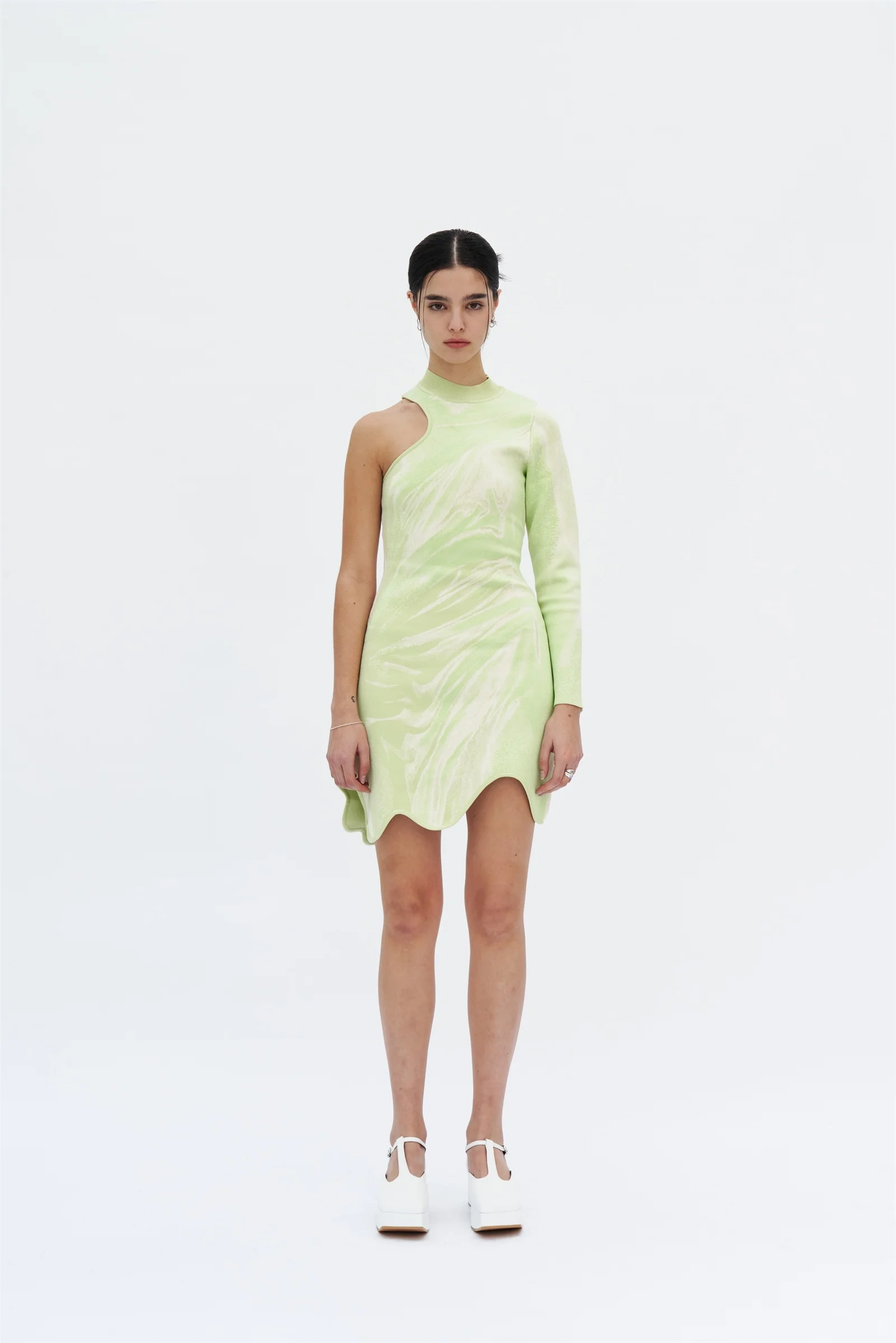 REX ONE SLEEVE WAVY DRESS