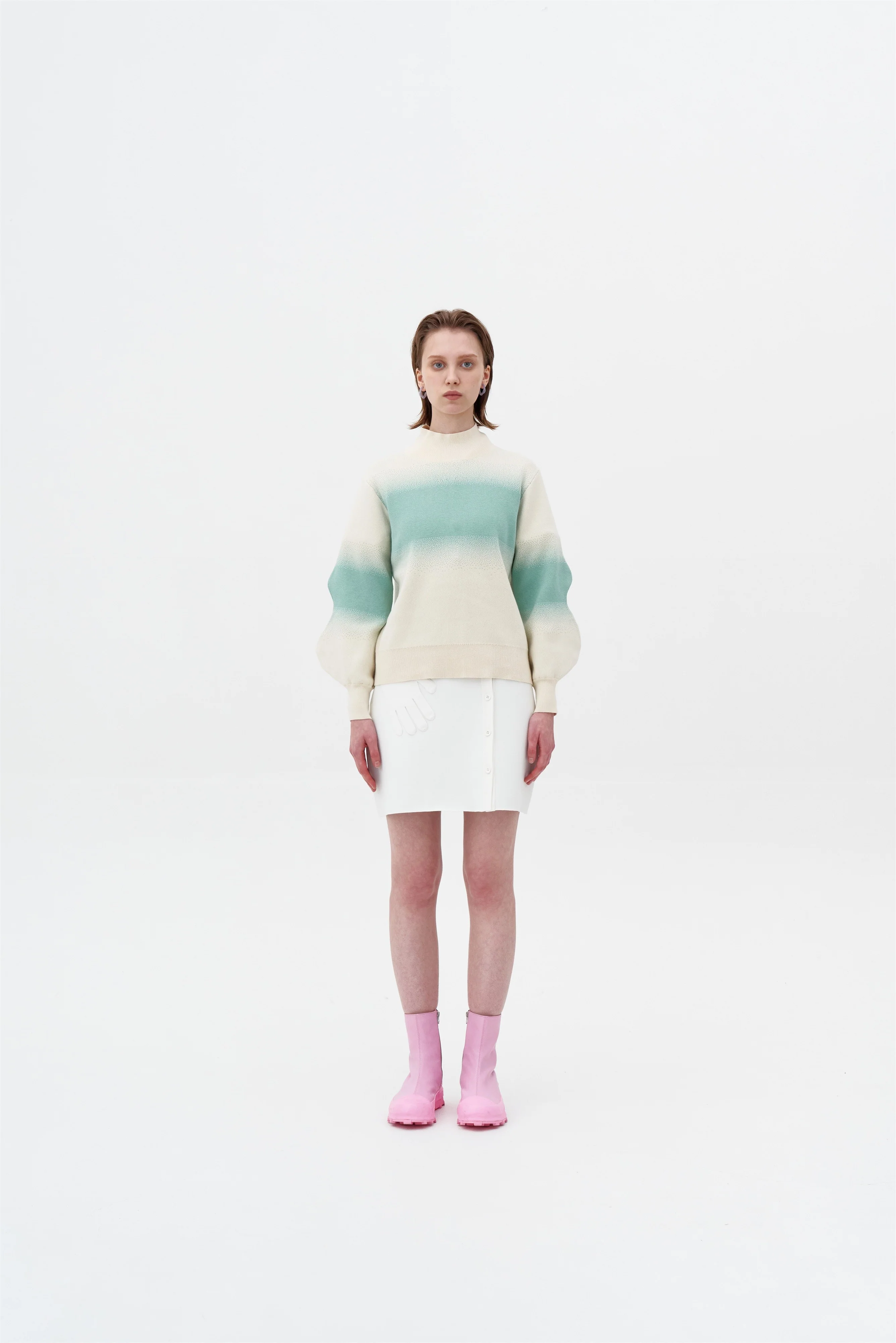 SINOPE "SPRAY PAINTED" MOCKNECK WITH WAVY SLEEVES