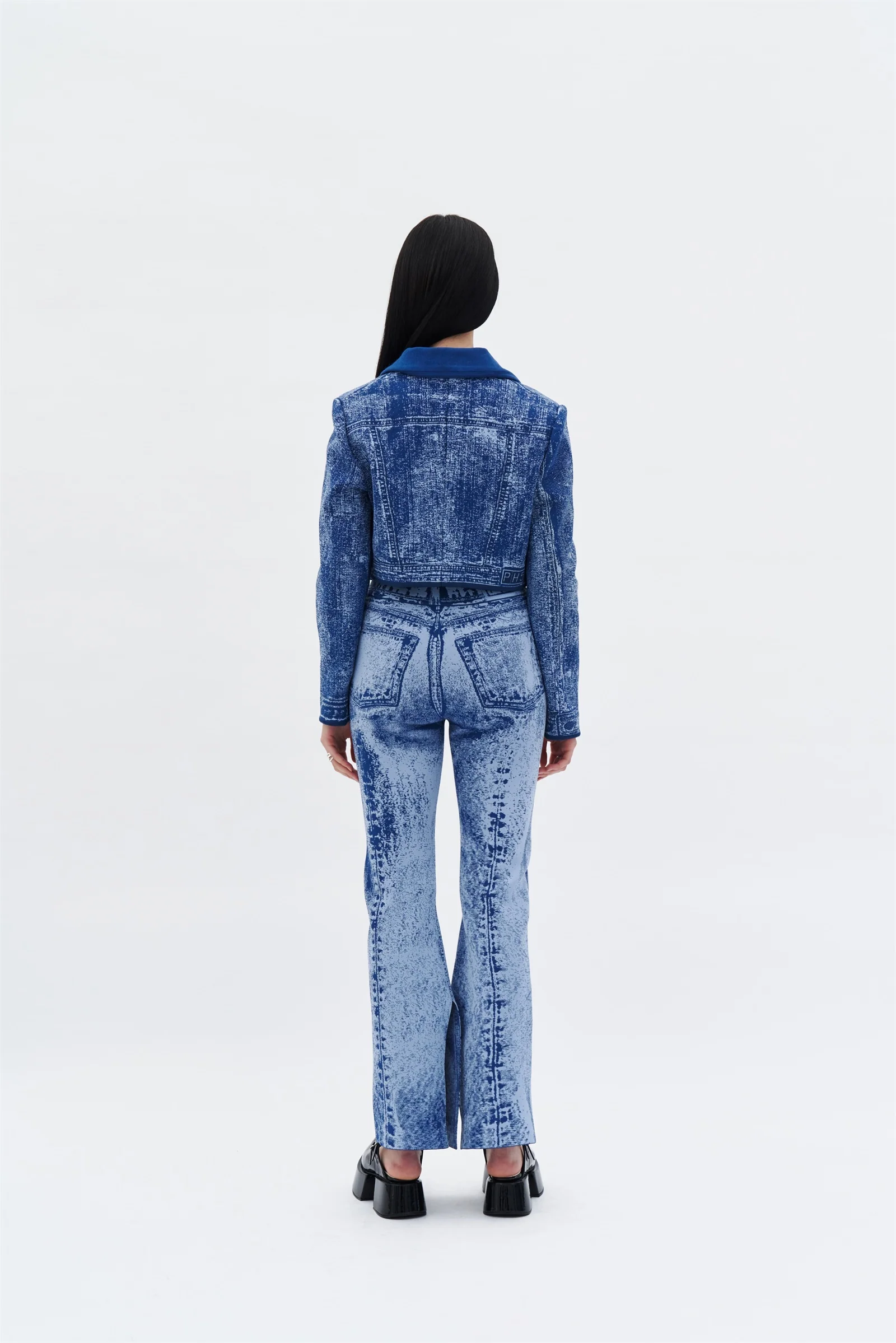 TOBY SKINNY FAKE DENIM PANTS WITH SLIT - Image 2